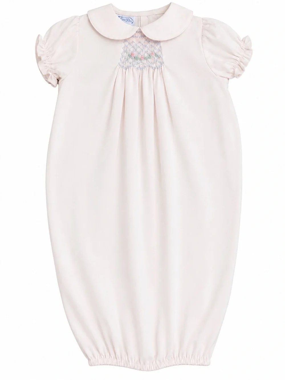 Bow Peep Smocked Baby Christening Day Gown White 0M Peter Pan Collar NWOT